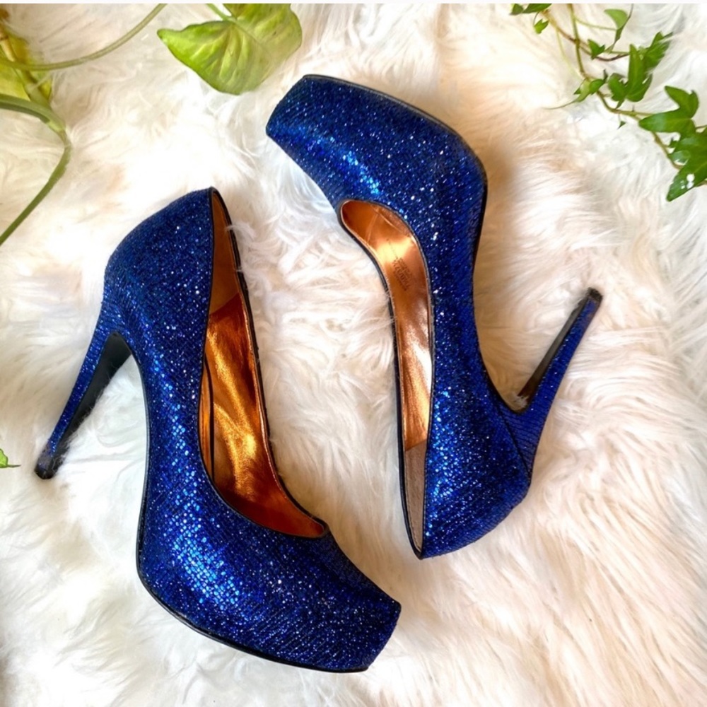 Bcbgeneration Platform Sparkling Blue Glitter Nwot - image 2